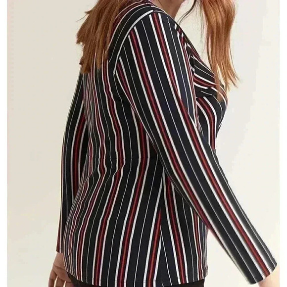 Long Sleeve Striped Surplice Top -  Michel Studio - Picture 3 of 9